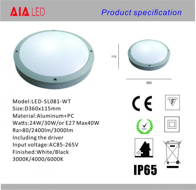 24w 350mm H85mm Outside Office Residential Ip65 Waterproof